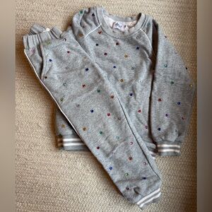 Lola + The Boys Gray Sweatsuit eith Rhinestones